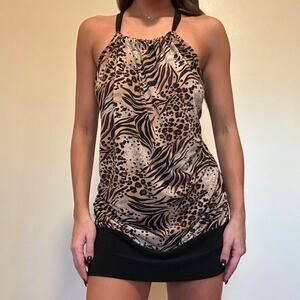 Y2k cheetah print mini dress